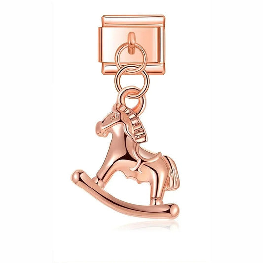 Charm Caballo Juguete Oro Rosa